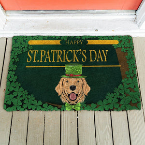 Bugybox 3D Happy St Patrick Day Golden Retriever Doormat