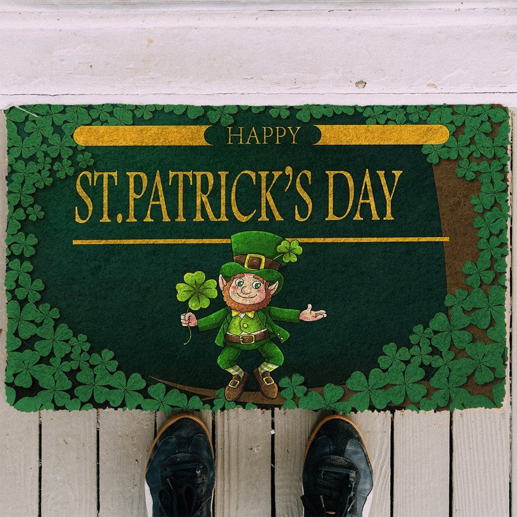 Bugybox 3D Happy St Patrick Day Leprechaun Doormat