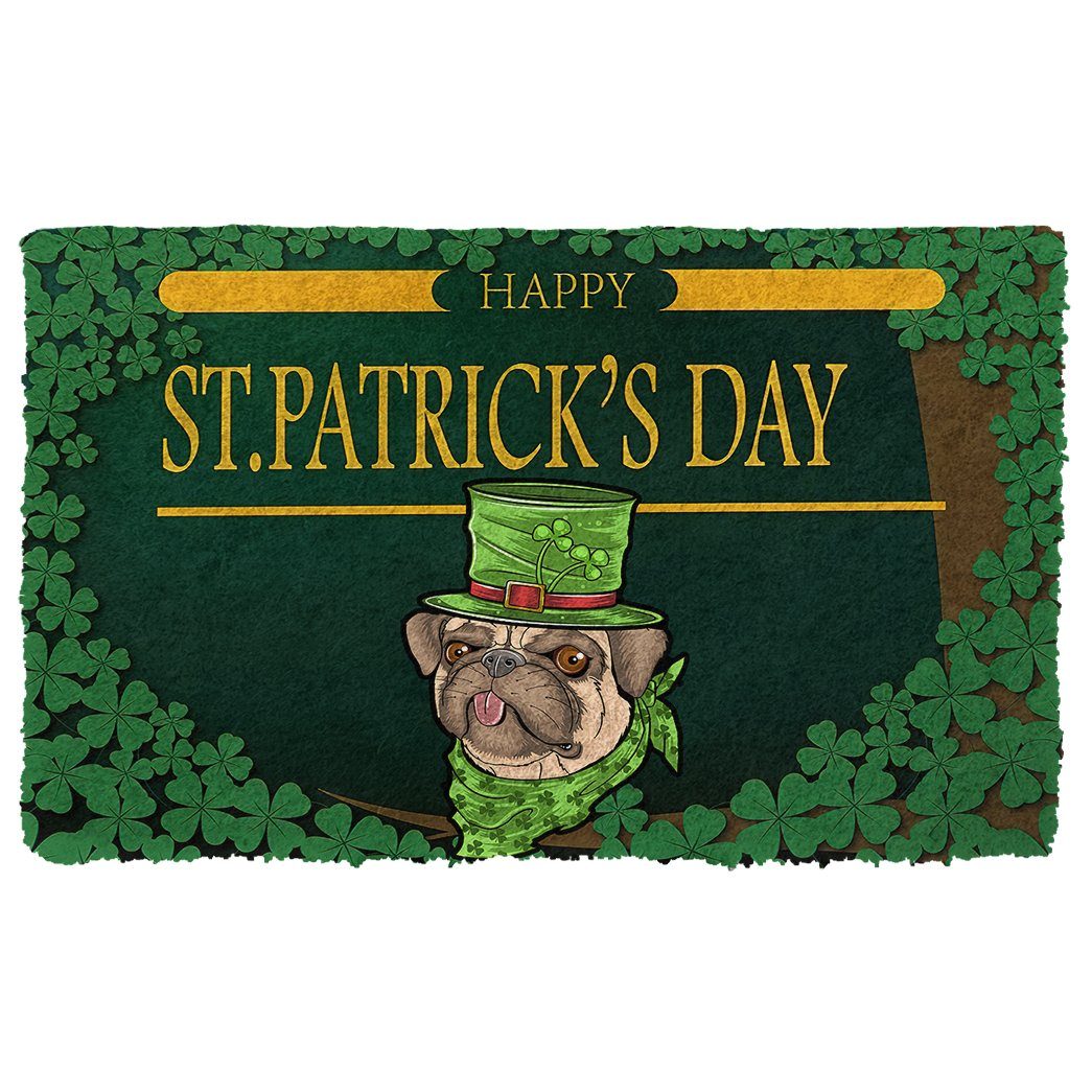 Bugybox 3D Happy St Patrick Day Pug Doormat