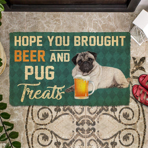 Bugybox 3D Hope You Brought Beer And Pug Treats Doormat
