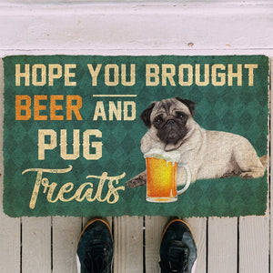 Bugybox 3D Hope You Brought Beer And Pug Treats Doormat