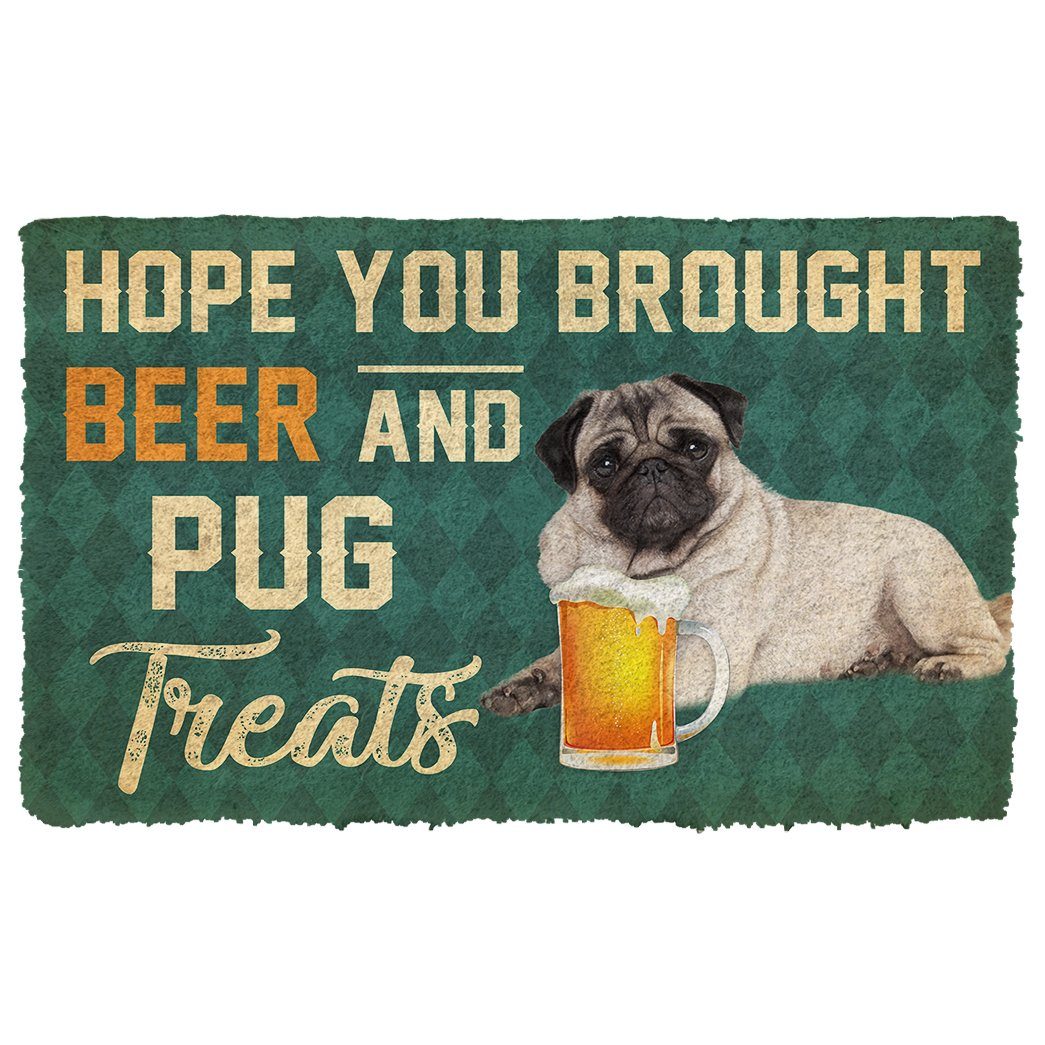 Bugybox 3D Hope You Brought Beer And Pug Treats Doormat