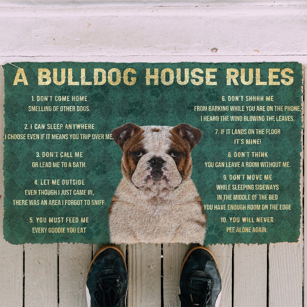 Bugybox 3D House Rules Bulldog Dog Doormat