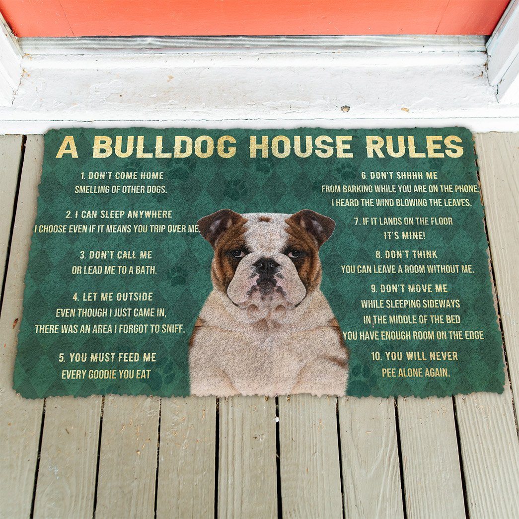 Bugybox 3D House Rules Bulldog Dog Doormat