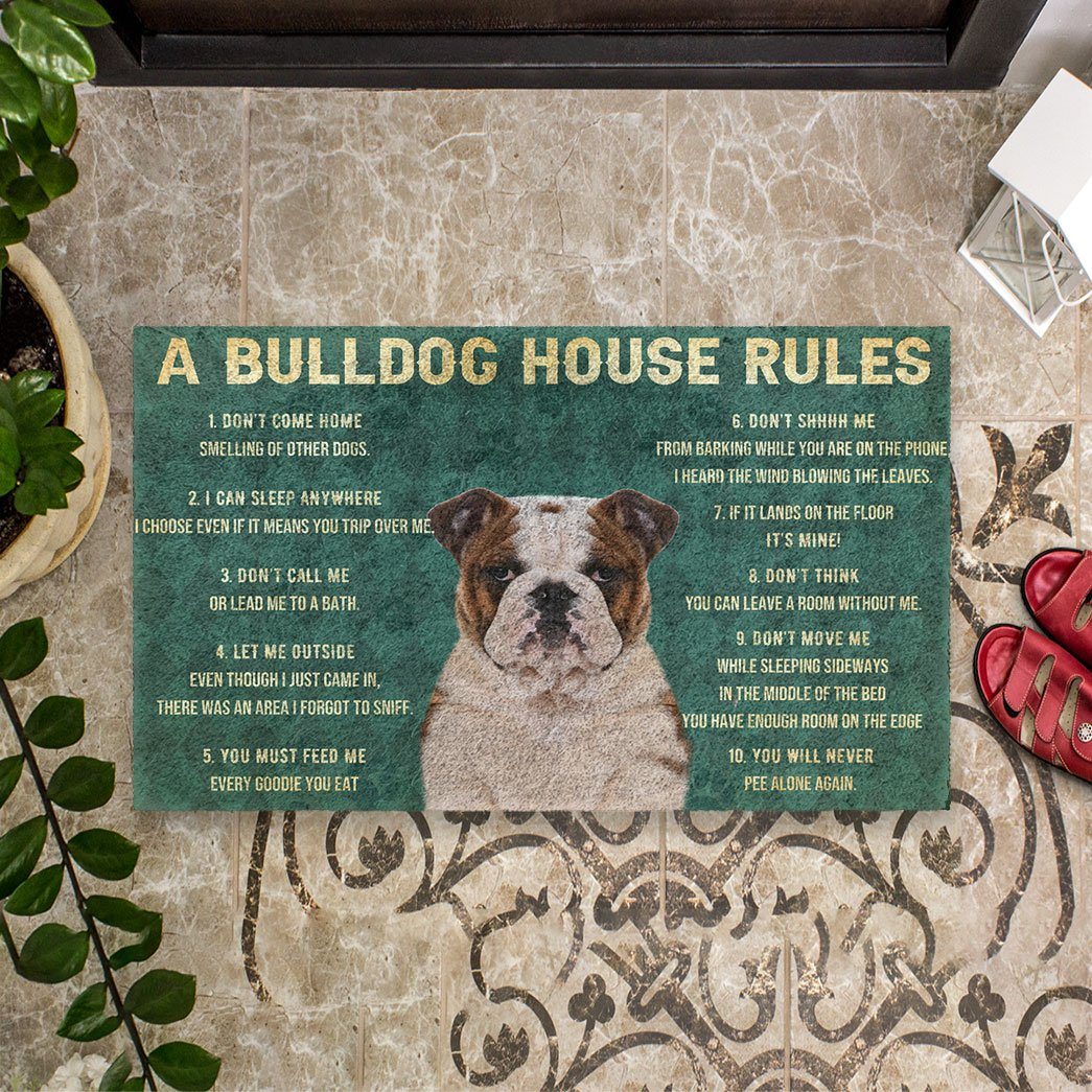 Bugybox 3D House Rules Bulldog Dog Doormat