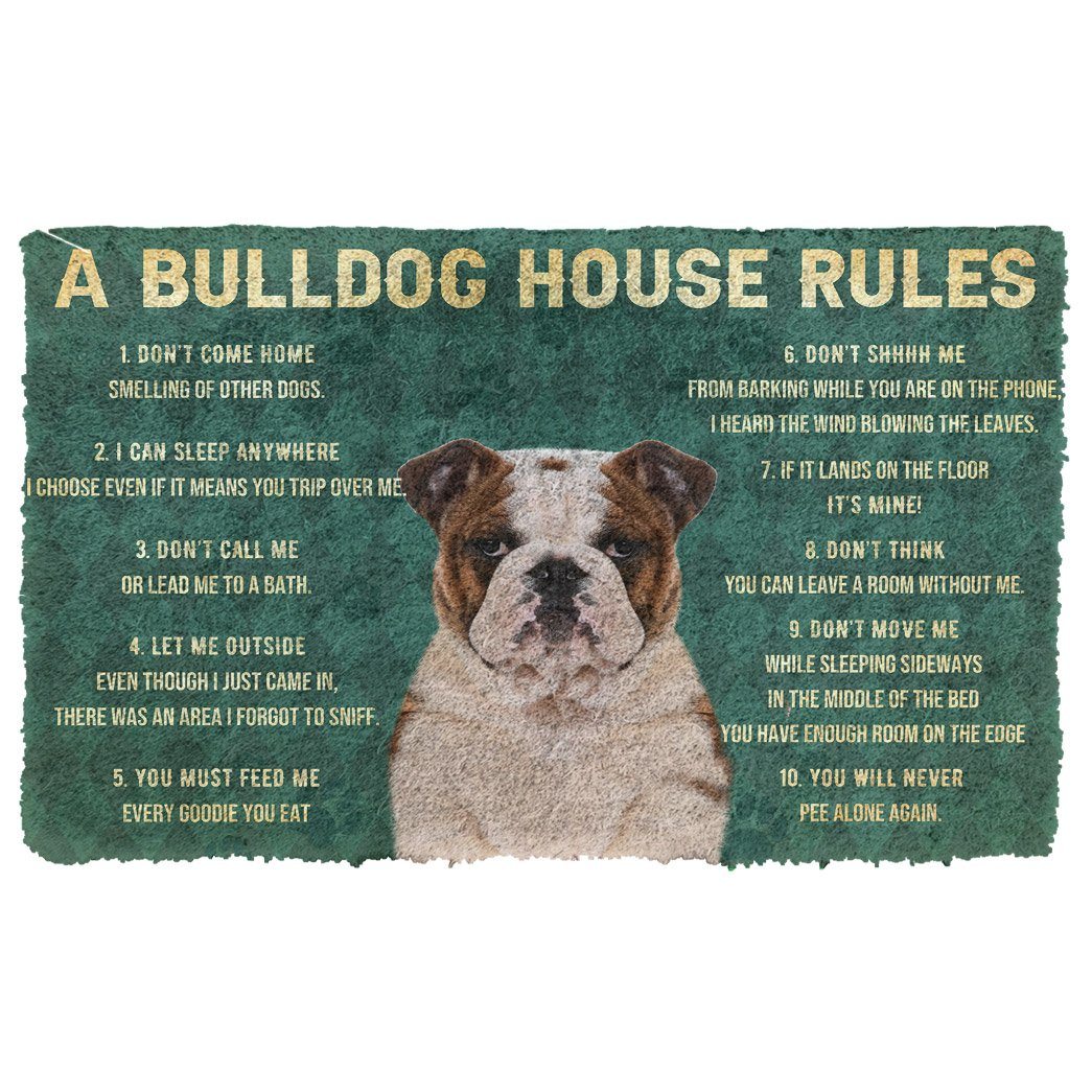 Bugybox 3D House Rules Bulldog Dog Doormat