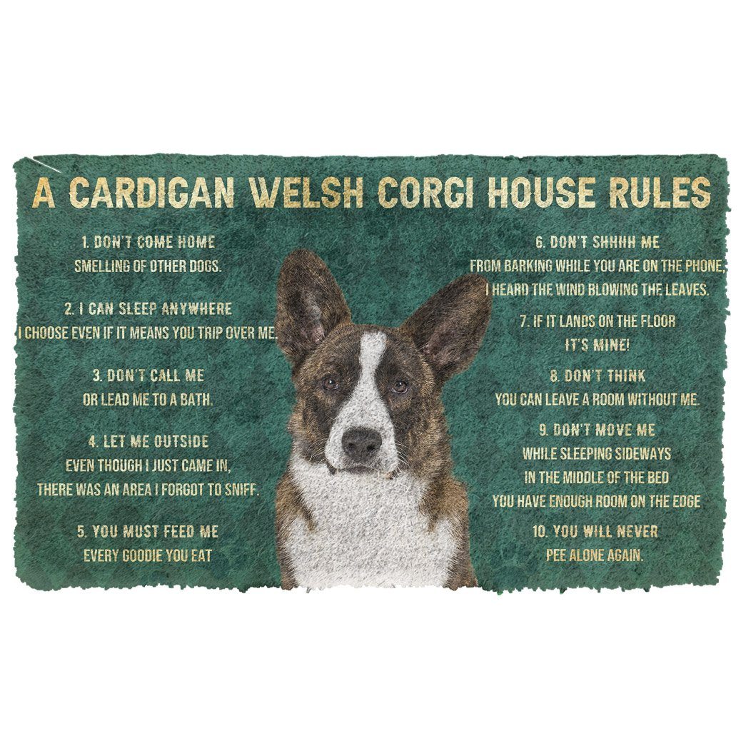 Bugybox 3D House Rules Cardigan Welsh Corgi Dog Doormat