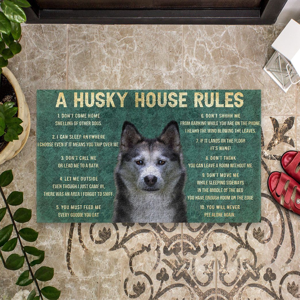 Bugybox 3D House Rules Husky Dog Doormat