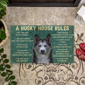 Bugybox 3D House Rules Husky Dog Doormat