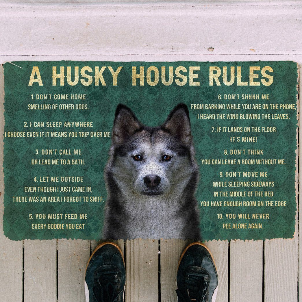 Bugybox 3D House Rules Husky Dog Doormat