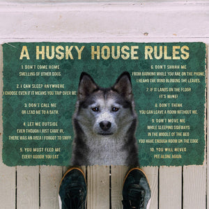 Bugybox 3D House Rules Husky Dog Doormat