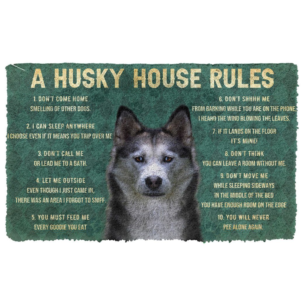 Bugybox 3D House Rules Husky Dog Doormat