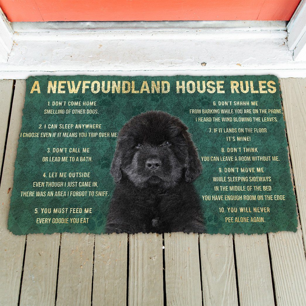 Bugybox 3D House Rules Newfoundland Dog Doormat