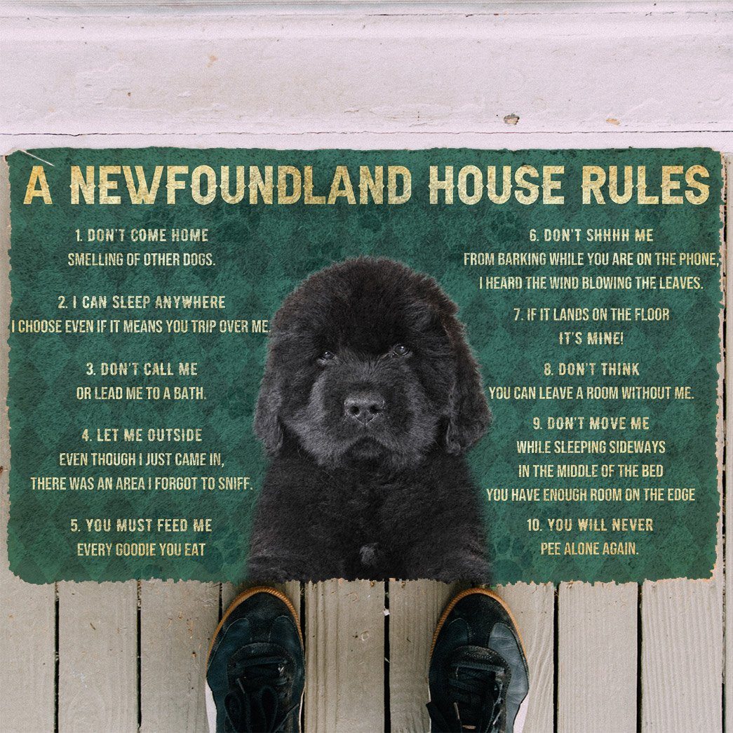 Bugybox 3D House Rules Newfoundland Dog Doormat