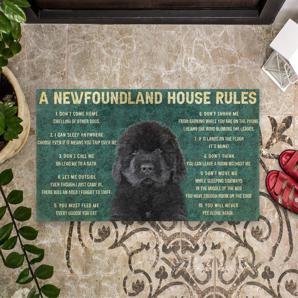 Bugybox 3D House Rules Newfoundland Dog Doormat
