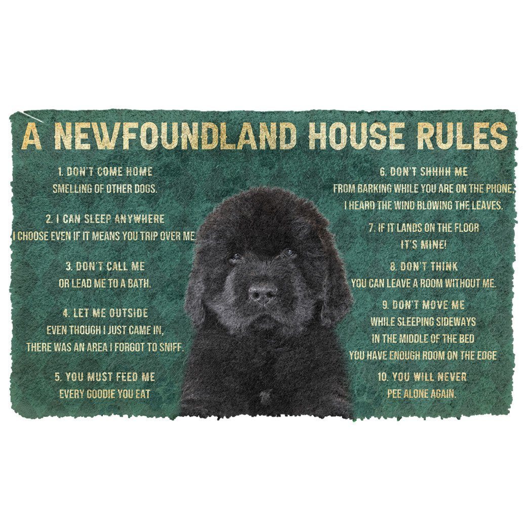 Bugybox 3D House Rules Newfoundland Dog Doormat