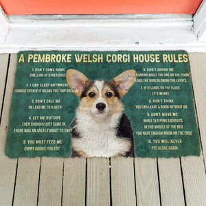 Bugybox 3D House Rules Pembroke Welsh Corgi Dog Doormat