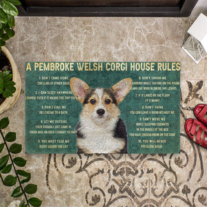 Bugybox 3D House Rules Pembroke Welsh Corgi Dog Doormat