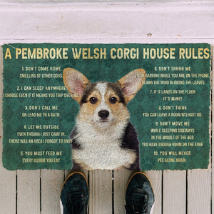 Bugybox 3D House Rules Pembroke Welsh Corgi Dog Doormat