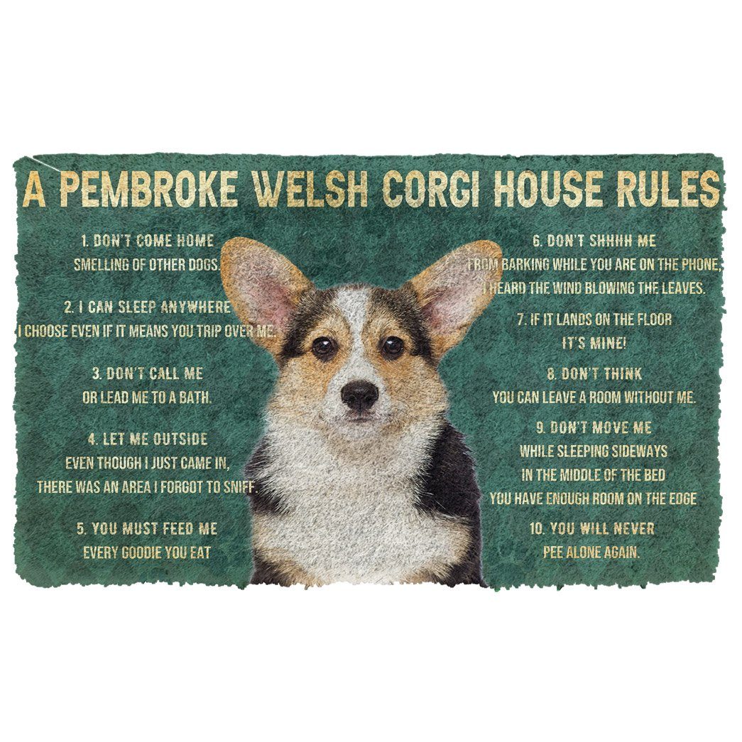 Bugybox 3D House Rules Pembroke Welsh Corgi Dog Doormat