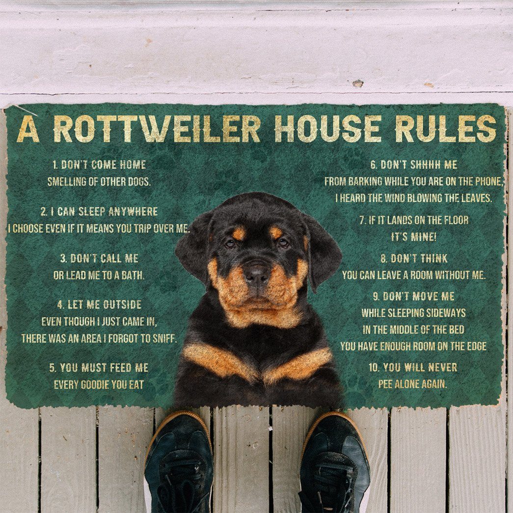 Bugybox 3D House Rules Rottweiler Dog Doormat