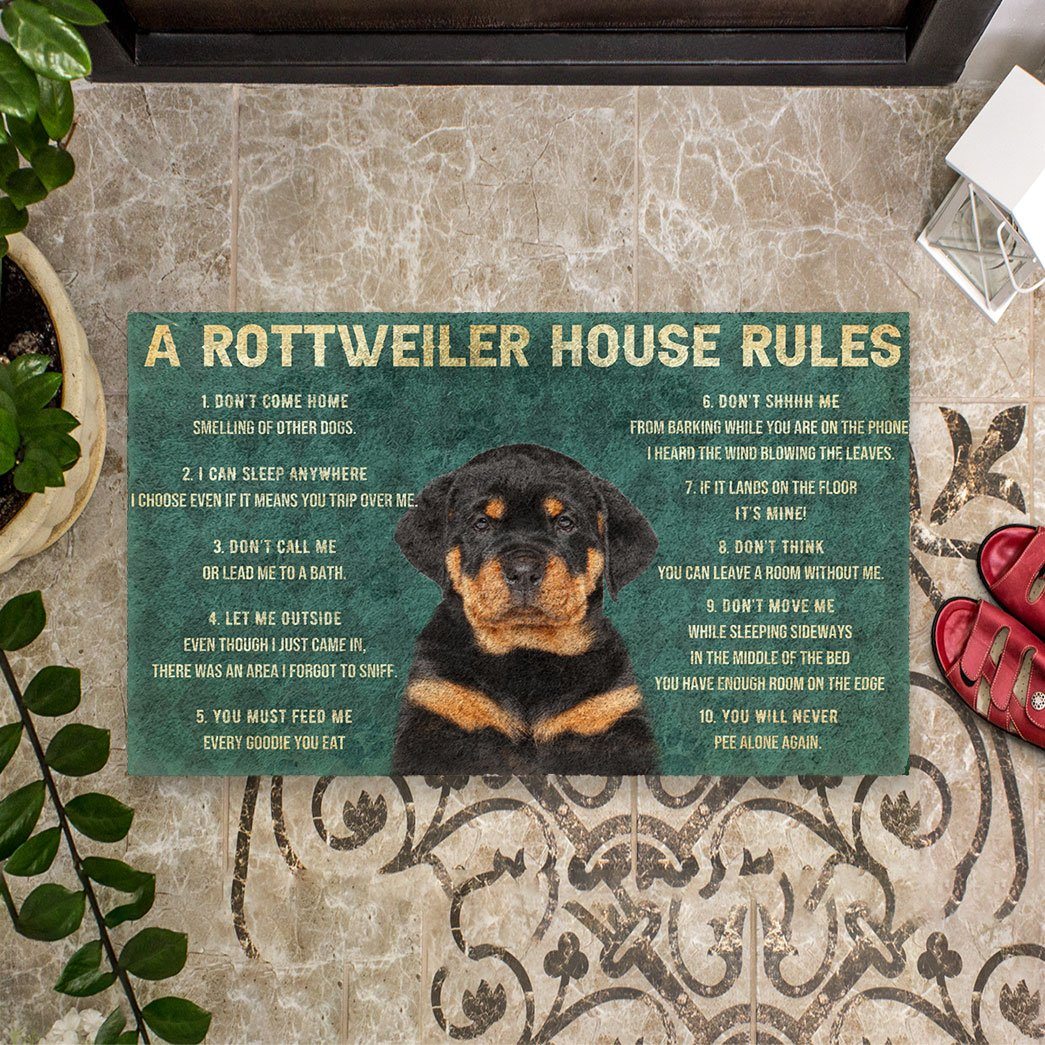 Bugybox 3D House Rules Rottweiler Dog Doormat