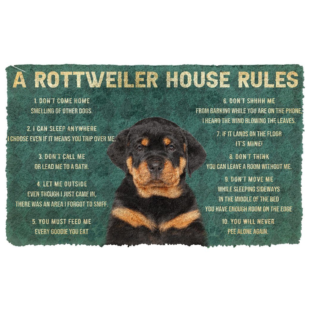 Bugybox 3D House Rules Rottweiler Dog Doormat