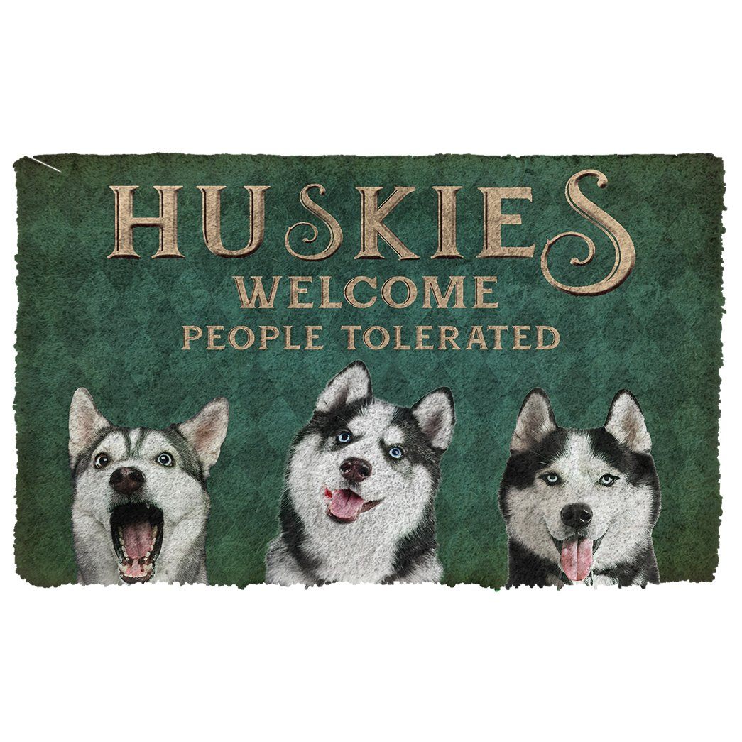 Bugybox 3D Huskies Welcome People Tolerated Doormat