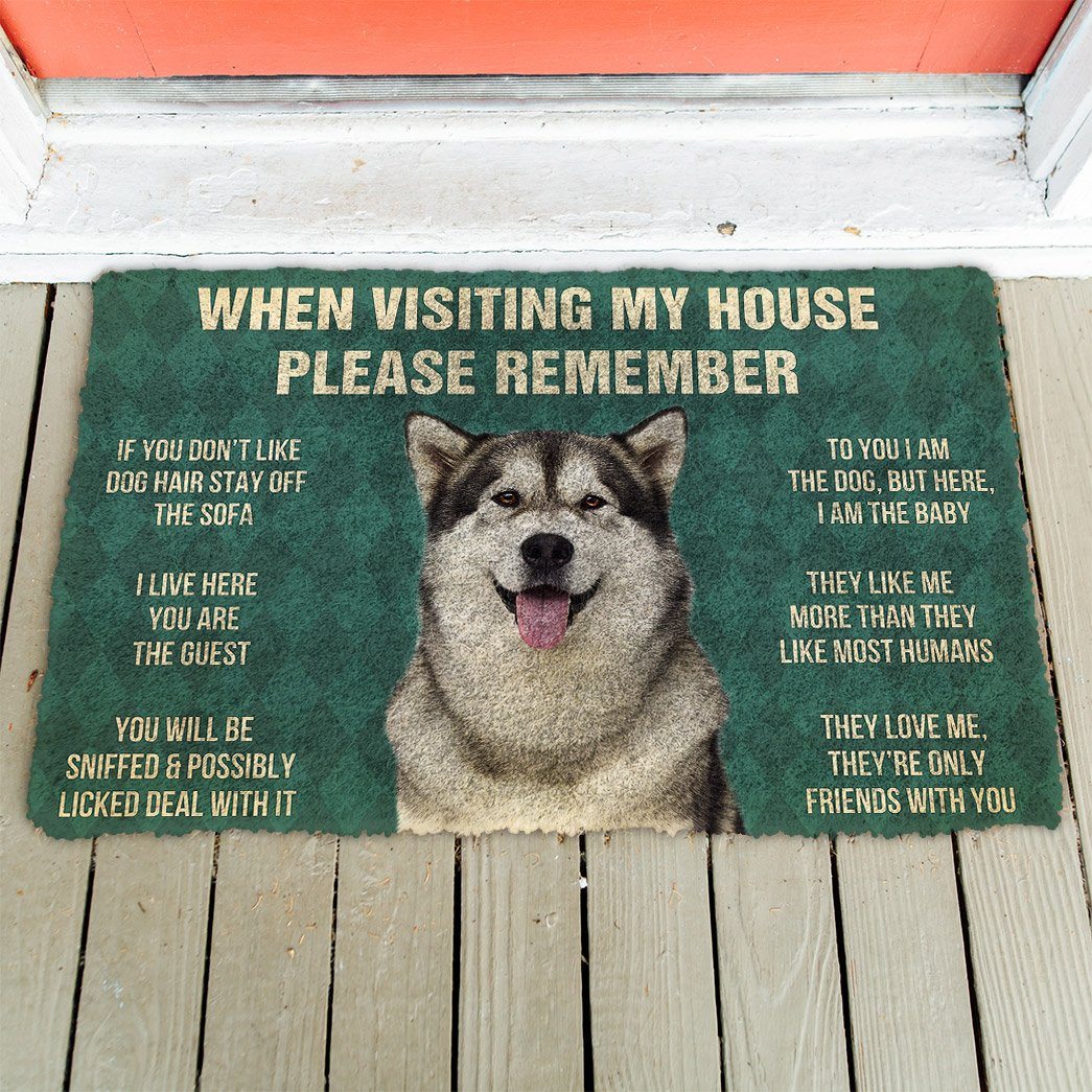 Bugybox 3D Please Remember Alaskan Malamute Dogs House Rules Doormat