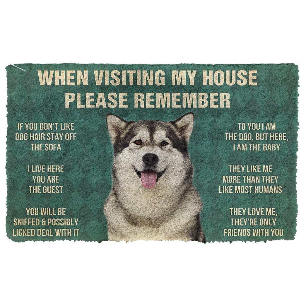 Bugybox 3D Please Remember Alaskan Malamute Dogs House Rules Doormat