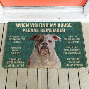 Bugybox  3D Please Remember American Bulldog Dog's House Rules Doormat