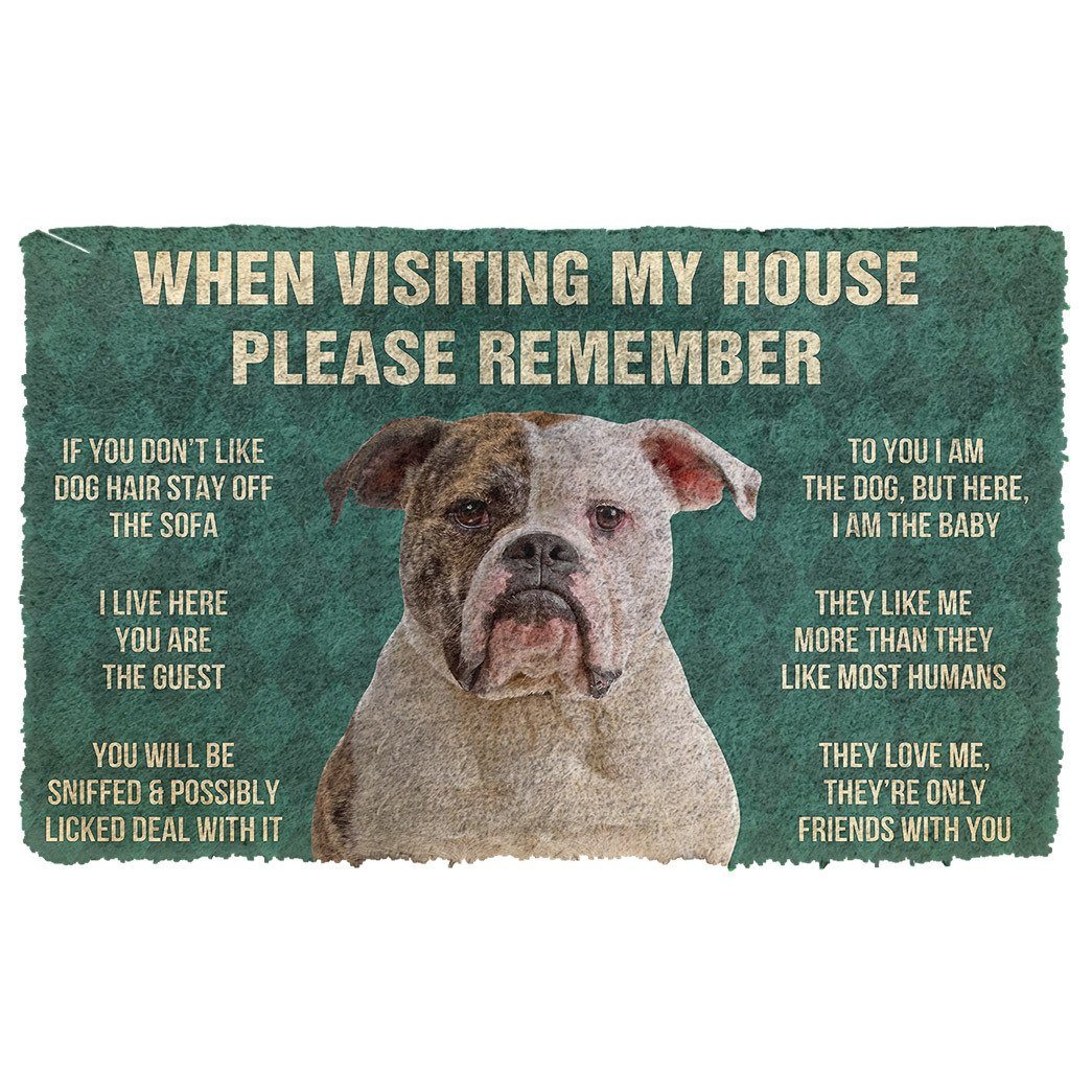 Bugybox  3D Please Remember American Bulldog Dog's House Rules Doormat