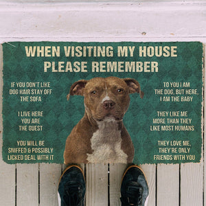 Bugybox  3D Please Remember American Staffordshire Terrier Dogs House Rules Doormat