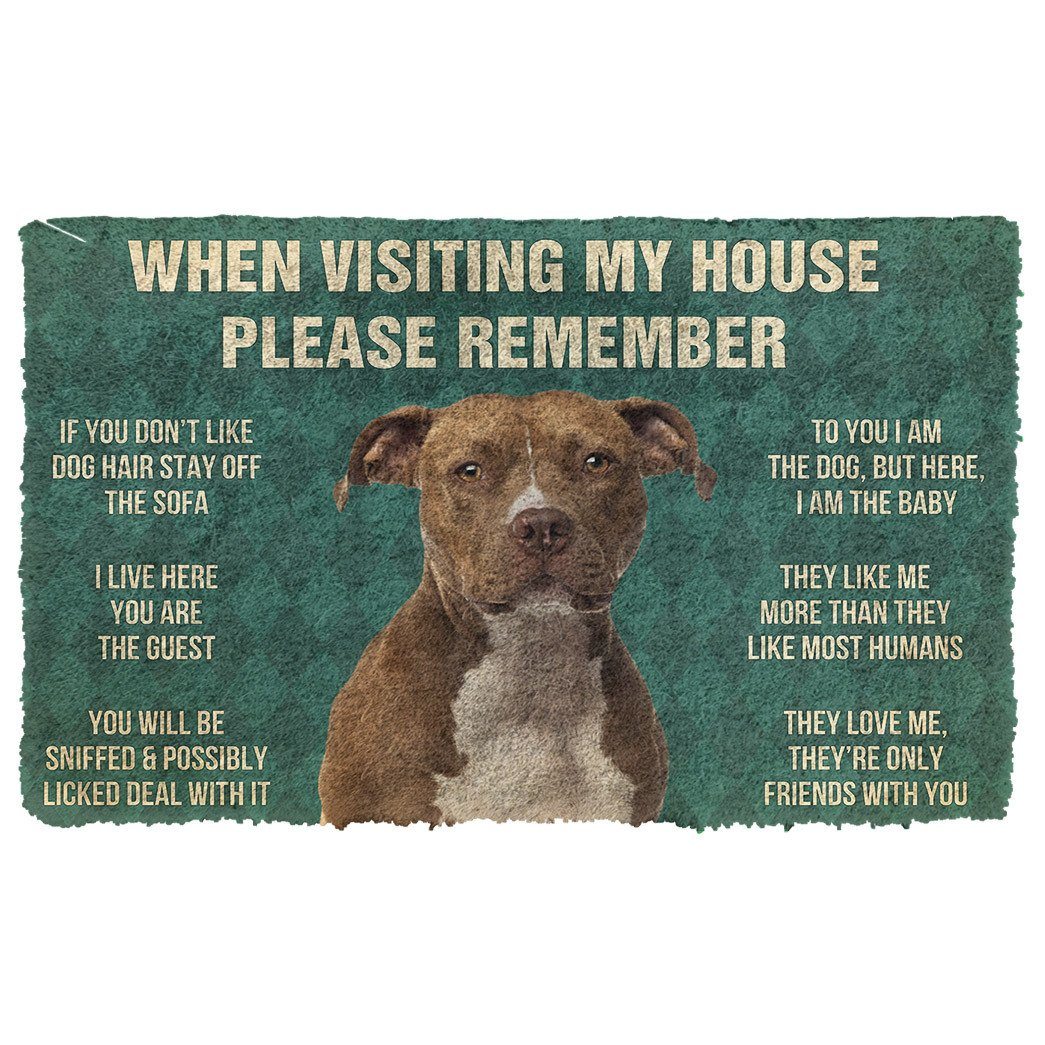 Bugybox  3D Please Remember American Staffordshire Terrier Dogs House Rules Doormat