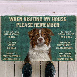 Bugybox  3D Please Remember Australian Shepherd Dogs House Rules Doormat