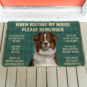 Bugybox  3D Please Remember Australian Shepherd Dogs House Rules Doormat