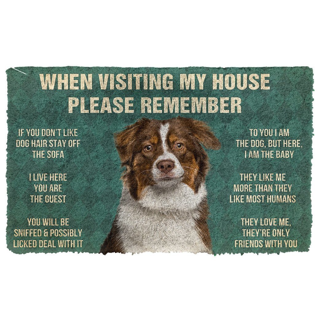 Bugybox  3D Please Remember Australian Shepherd Dogs House Rules Doormat