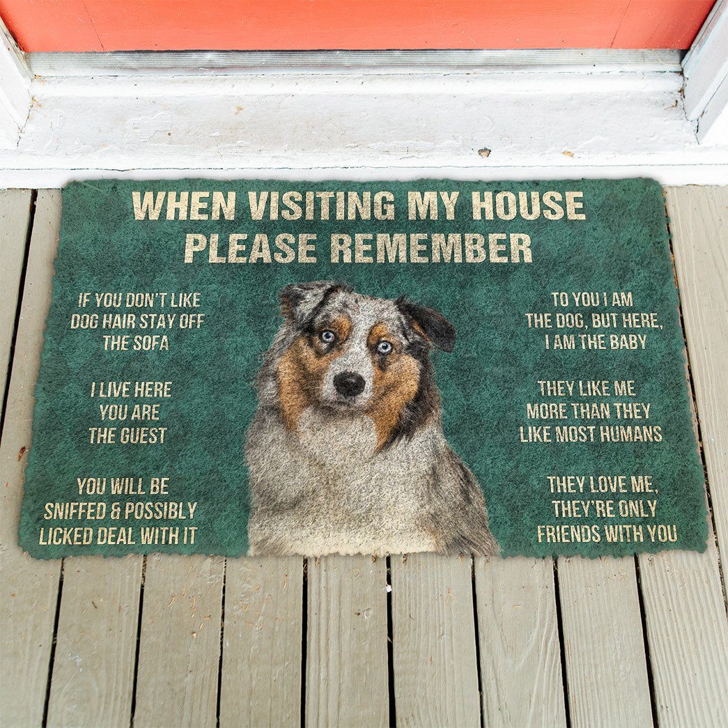 Bugybox  3D Please Remember Australian Shepherd Dog's House Rules Doormat