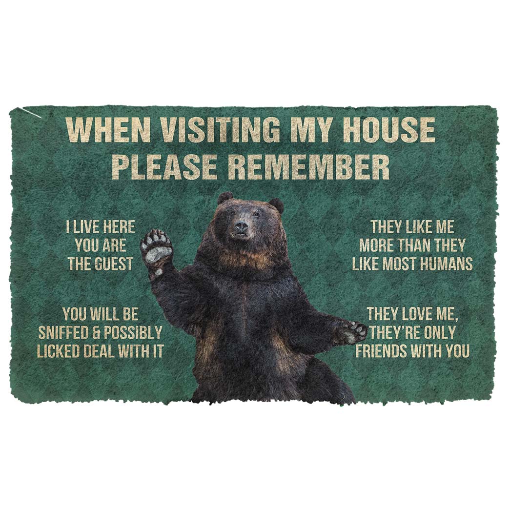 Bugybox 3D Please Remember Black Bears House Rule Doormat