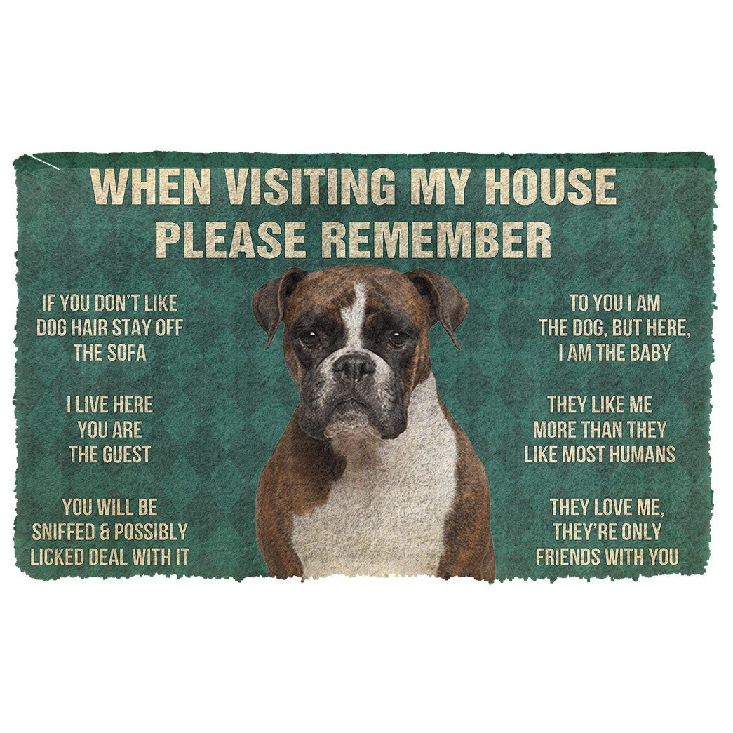 Bugybox  3D Please Remember Boxer Dog's House Rules Doormat