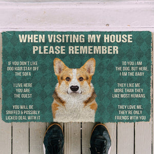 Bugybox 3D Please Remember Cardigan Welsh Corgi Dogs House Rules Doormat