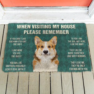 Bugybox 3D Please Remember Cardigan Welsh Corgi Dogs House Rules Doormat