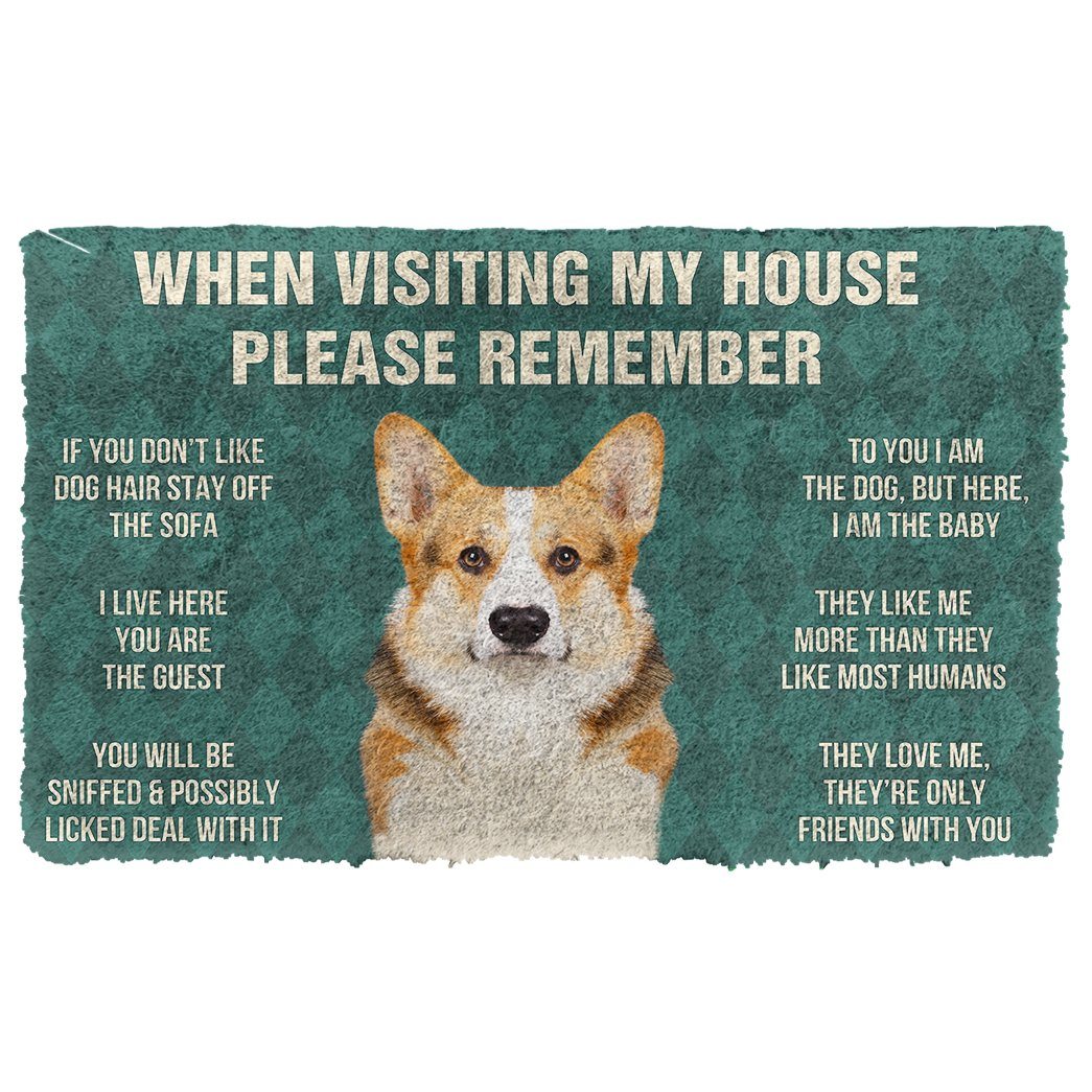 Bugybox 3D Please Remember Cardigan Welsh Corgi Dogs House Rules Doormat
