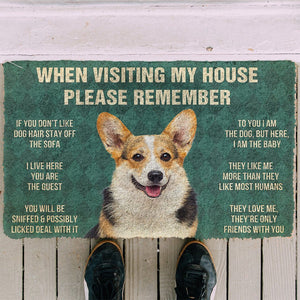 Bugybox  3D Please Remember Corgi Dog's House Rules Doormat