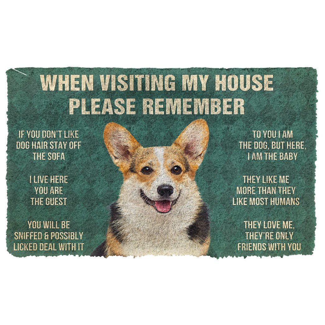 Bugybox  3D Please Remember Corgi Dog's House Rules Doormat