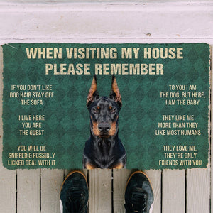 Bugybox  3D Please Remember Doberman Pinscher Dogs House Rules Doormat