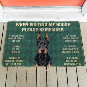 Bugybox  3D Please Remember Doberman Pinscher Dogs House Rules Doormat