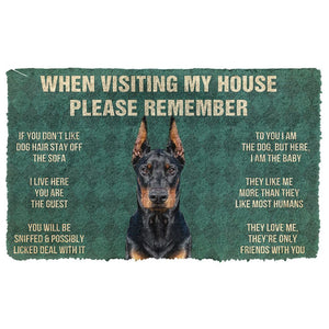 Bugybox  3D Please Remember Doberman Pinscher Dogs House Rules Doormat