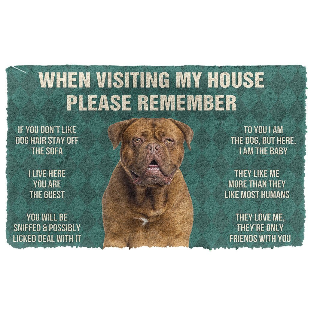 Bugybox  3D Please Remember Dogue de Bordeaux Dogs House Rules Doormat