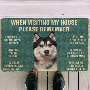 Bugybox  3D Please Remember Husky Dog's House Rules Doormat